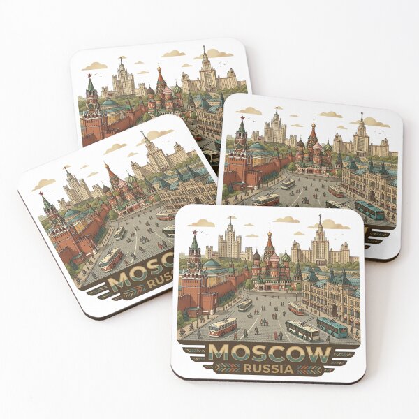 Item preview, Moscow Russia Vintage Travel Badge - Retro Red Square & Kremlin Art designed and sold by BaliChili.