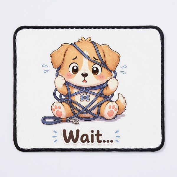 Item preview, Funny Dog Tangled in Leash Wait Moment designed and sold by Sadia  Jannat.