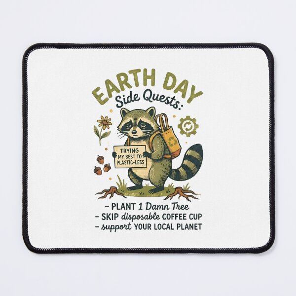 Item preview, Earth Day Side Quests | Funny Raccoon Eco Sticker | Vintage Retro Earth Day 2026 designed and sold by SergioMiklos.