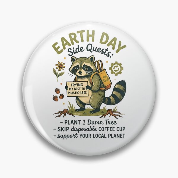 Item preview, Earth Day Side Quests | Funny Raccoon Eco Sticker | Vintage Retro Earth Day 2026 designed and sold by SergioMiklos.