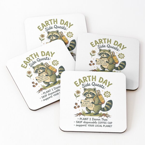Item preview, Earth Day Side Quests | Funny Raccoon Eco Sticker | Vintage Retro Earth Day 2026 designed and sold by SergioMiklos.