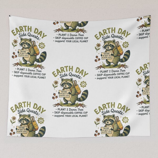 Item preview, Earth Day Side Quests | Funny Raccoon Eco Sticker | Vintage Retro Earth Day 2026 designed and sold by SergioMiklos.