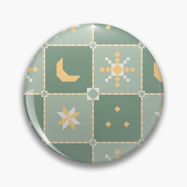 Item preview, Celestial Quilt Block - Moon and Star Patchwork Sage designed and sold by Elodie-Motifs.