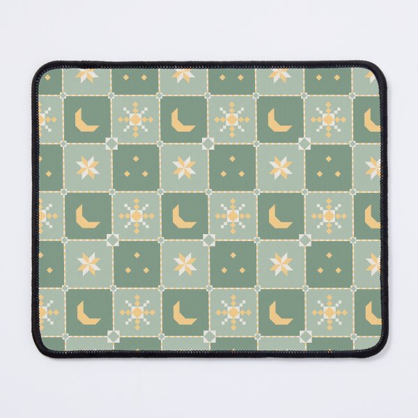 Item preview, Celestial Quilt Block - Moon and Star Patchwork Sage designed and sold by Elodie-Motifs.
