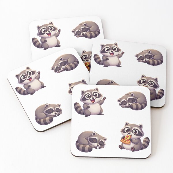 Item preview, Cute Kawaii Raccoon Character Set Vector Illustration Stickers designed and sold by DiNata.