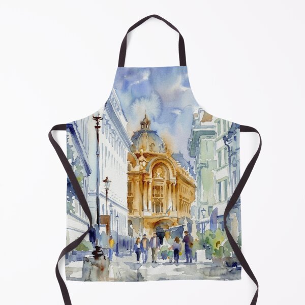 Item preview, Bucharest Old Town – Stock Exchange Palace Watercolor Cityscape designed and sold by caracatita75.
