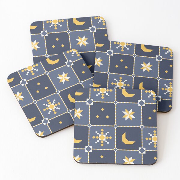 Item preview, Celestial Quilt Block - Moon and Star Patchwork Blue Night designed and sold by Elodie-Motifs.