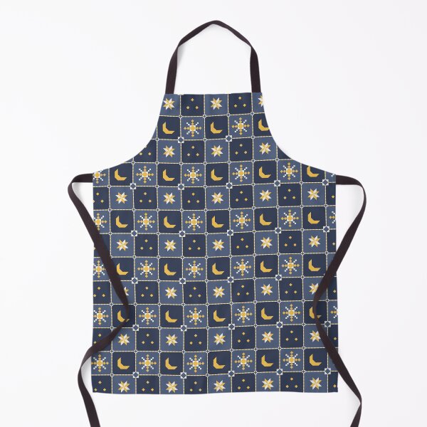 Item preview, Celestial Quilt Block - Moon and Star Patchwork Blue Night designed and sold by Elodie-Motifs.