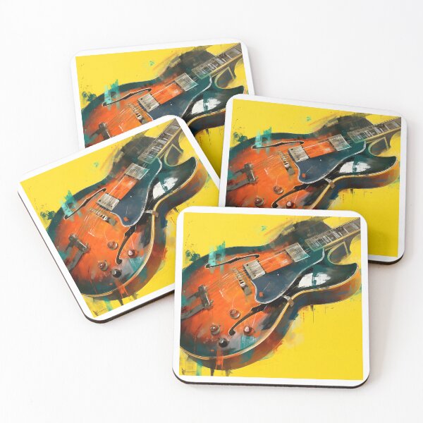 Item preview, semi hollow Jazz guitar painting artwork designed and sold by gut2000.