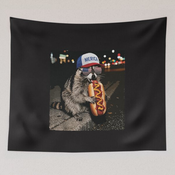 Item preview, Funny Raccoon Selfie Eating Hotdog Trash Panda Meme Humor designed and sold by kiralynstration.