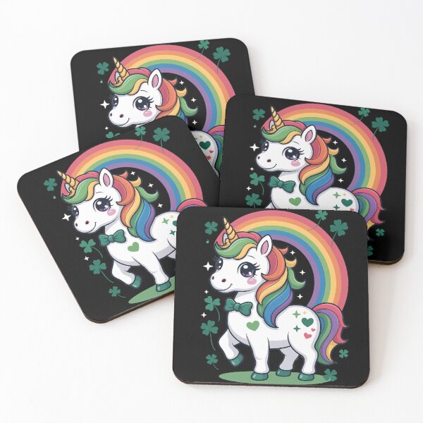 Item preview, Unicorn St Patricks Day Rainbow Green Clovers Kawaii Cute designed and sold by TyraYoung.