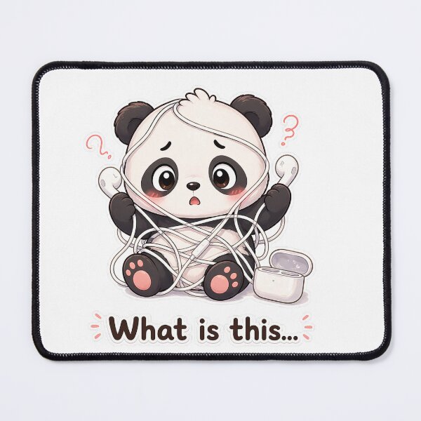 Item preview, Funny Panda Tangled in Earbuds What Is This Moment designed and sold by Sadia  Jannat.