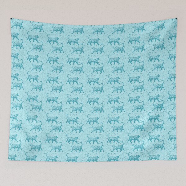 Item preview, Blue Cat Seamless Pattern | Cute Kitty Repeat Print | Minimal Pet Lover Aesthetic Design designed and sold by ScrubsNStrokes.