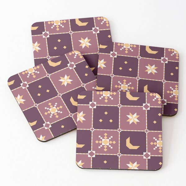 Item preview, Celestial Quilt Block - Moon and Star Patchwork Goth Plum designed and sold by Elodie-Motifs.