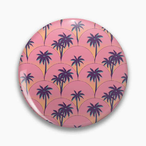 Item preview, Neon sunset palm trees scallop - pink blue tropical retro designed and sold by Elodie-Motifs.