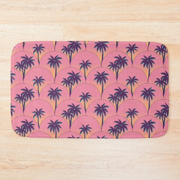 Item preview, Neon sunset palm trees scallop - pink blue tropical retro designed and sold by Elodie-Motifs.