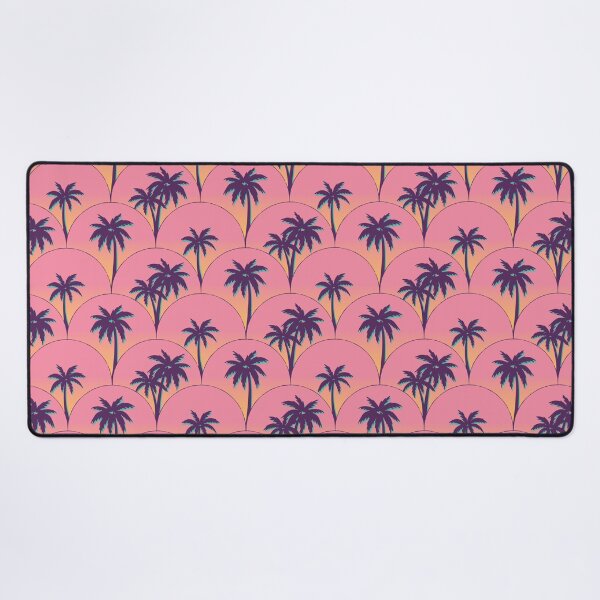 Item preview, Neon sunset palm trees scallop - pink blue tropical retro designed and sold by Elodie-Motifs.