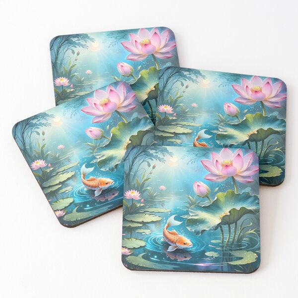 Item preview, Koi Fish in Lotus Pond designed and sold by RedLanternPrint.