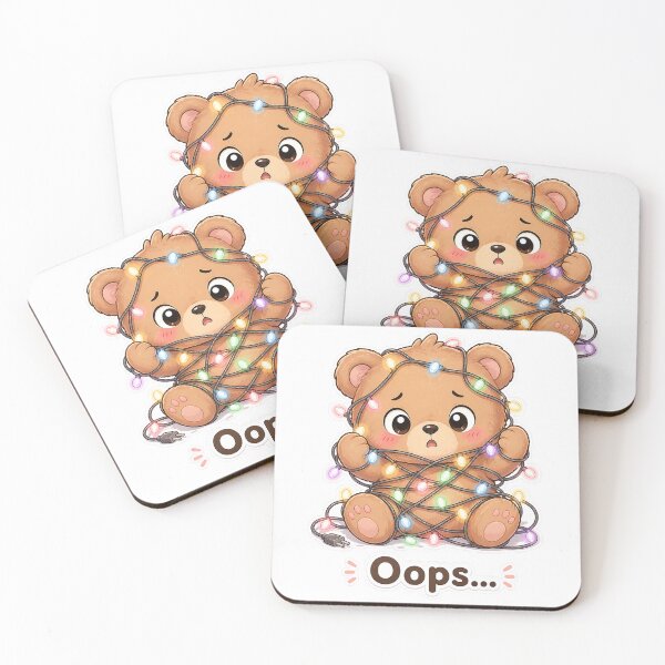 Item preview, Cute Bear Tangled in Lights Oops Funny Moment designed and sold by Sadia  Jannat.