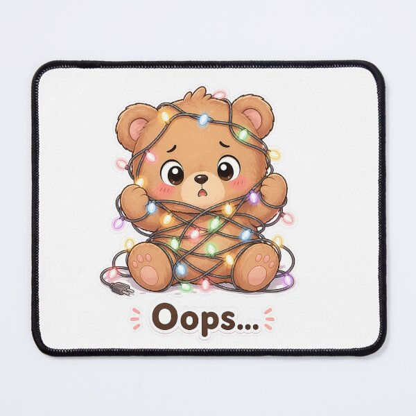 Item preview, Cute Bear Tangled in Lights Oops Funny Moment designed and sold by Sadia Jannat.