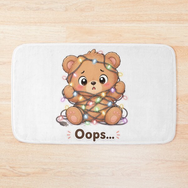 Item preview, Cute Bear Tangled in Lights Oops Funny Moment designed and sold by Sadia  Jannat.