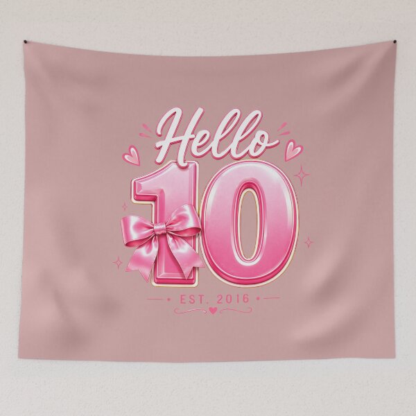 Item preview, Hello 10 Cute Pink Birthday Girl Ten Years Old designed and sold by Designs That Speak ✨.
