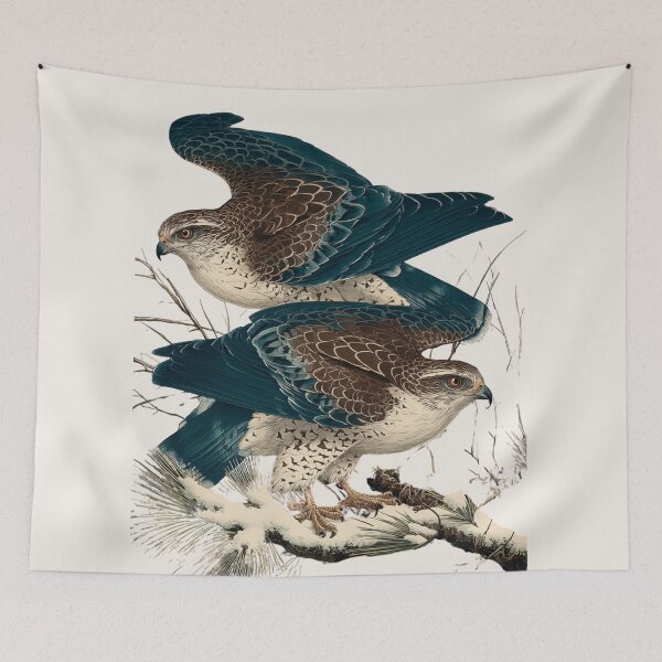 Item preview, Hawks in Snow Japanese Woodblock Style Bird Art Print Ohara Koson Style designed and sold by BestVarieties.