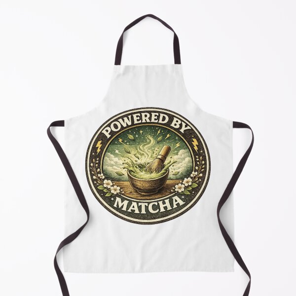 Item preview, Powered by Matcha - Vintage Aesthetic Green Tea Badge Art designed and sold by BrewmarkStudio.