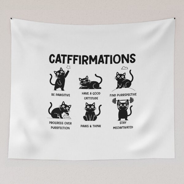 Item preview, CATFFIRMATIONS Funny Cat Motivational Puns Shirt designed and sold by OlyvieArt.