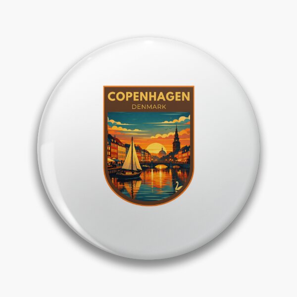 Item preview, Copenhagen Denmark Canal Sunset – Retro Travel Art designed and sold by MyTutina.