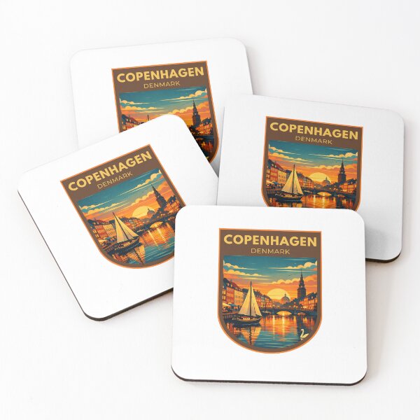 Item preview, Copenhagen Denmark Canal Sunset – Retro Travel Art designed and sold by MyTutina.
