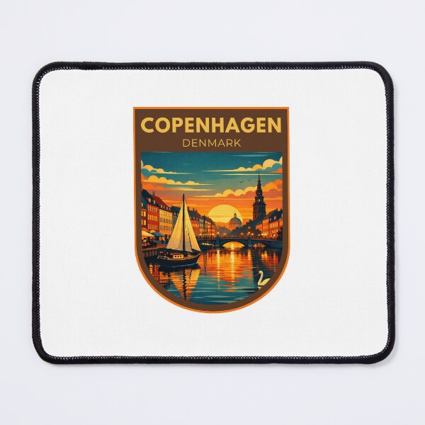 Item preview, Copenhagen Denmark Canal Sunset – Retro Travel Art designed and sold by MyTutina.