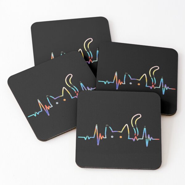 Item preview, Cat Heartbeat EKG Rainbow Minimalist Tee designed and sold by OlyvieArt.
