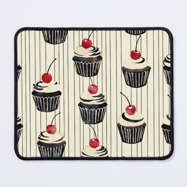 Item preview, Cherry Cupcake Stripe Retro Pattern Print designed and sold by mittie101.