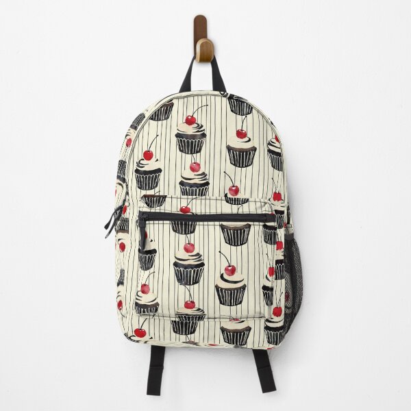 Item preview, Cherry Cupcake Stripe Retro Pattern Print designed and sold by mittie101.