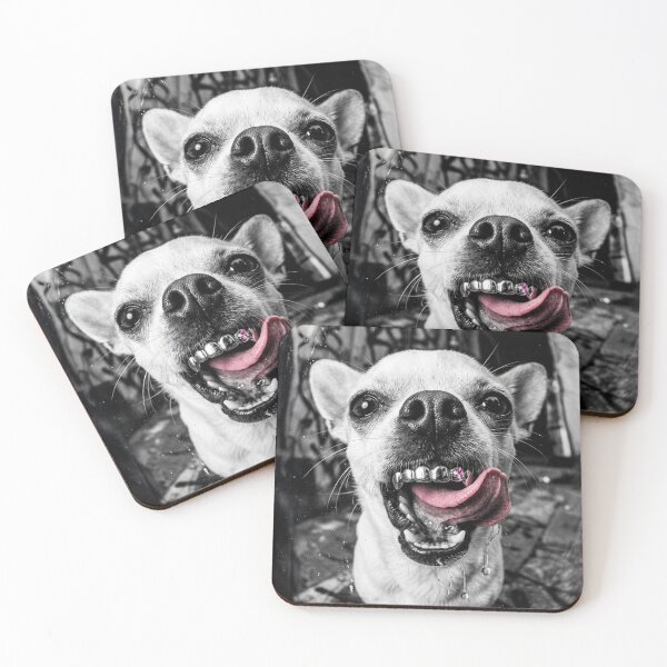 Item preview, Chihuahua with Grillz — Funny Black and White Hip Hop Dog Photography designed and sold by Vnouk.