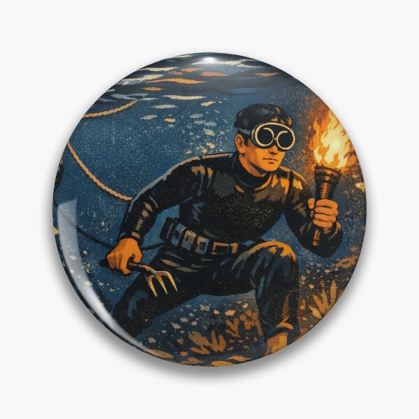 Item preview, KOREA HAENAM - Night Dive Torch and Trident Jeju Island Retro Vintage Poster designed and sold by KOREA-HAENAM.