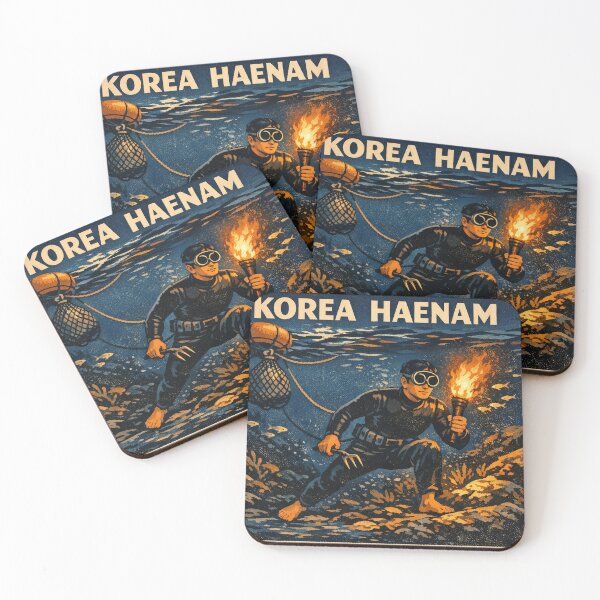 Item preview, KOREA HAENAM - Night Dive Torch and Trident Jeju Island Retro Vintage Poster designed and sold by KOREA-HAENAM.