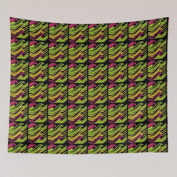 Item preview, Vibrant Neon Retro Surf Waves Minimalist Abstract Line Art designed and sold by PixelQ.