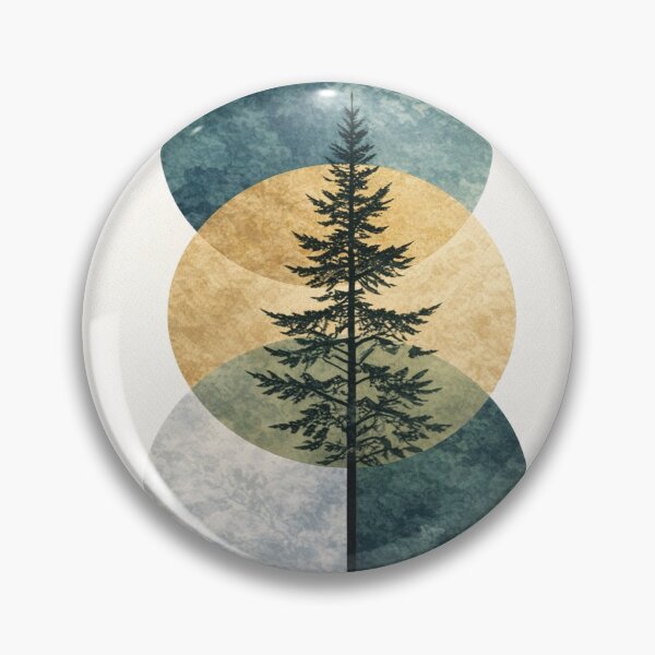 Item preview, Minimalist Pine Silhouette - Modern Geometric Forest and Teal Circles Art designed and sold by myforestfog.