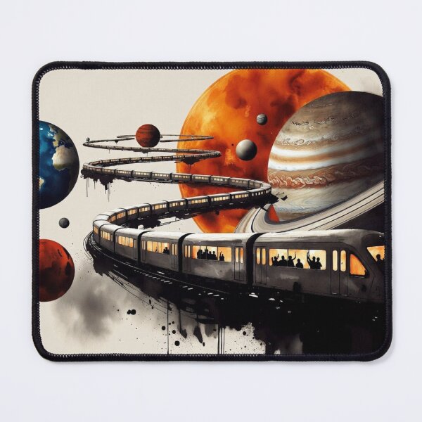 Item preview, Interstellar Express – Cosmic Solar System Train | Grok generated Sci-Fi Sumi-E Art designed and sold by The imaginary unit..