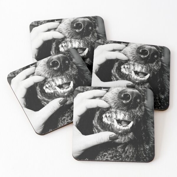 Item preview, Poodle with Grillz — Funny Black and White Hip Hop Dog Photography designed and sold by Vnouk.