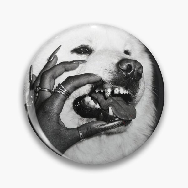 Item preview, Fluffy White Dog with Grillz — Funny Black and White Hip Hop Dog Photography designed and sold by Vnouk.