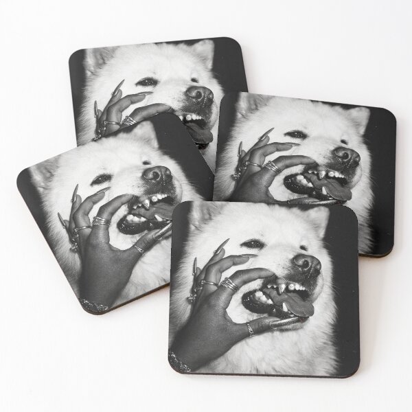 Item preview, Fluffy White Dog with Grillz — Funny Black and White Hip Hop Dog Photography designed and sold by Vnouk.