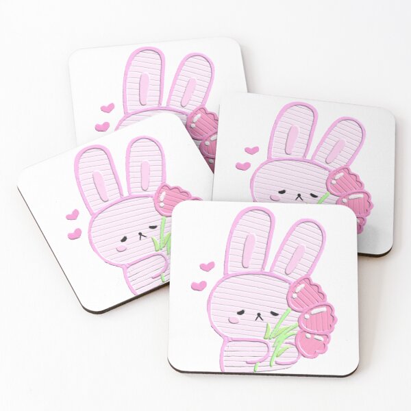 Item preview, Textured Pink Bunny with Flowers Kawaii Art designed and sold by Sashka-.
