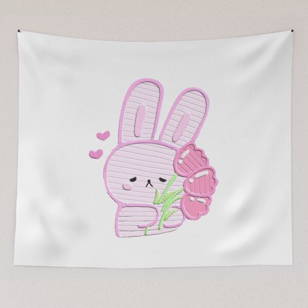 Item preview, Textured Pink Bunny with Flowers Kawaii Art designed and sold by Sashka-.