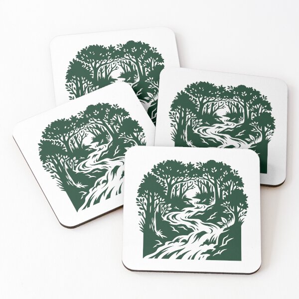 Item preview, Dark Green Forest River Silhouette Vector Illustration Nature designed and sold by DiNata.