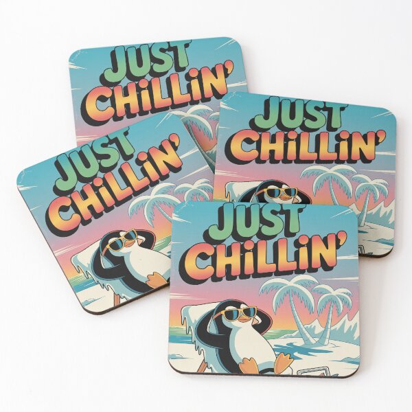 Item preview, Cute penguin. Funny vintage poster “Just chillin” designed and sold by GiriaGallery.