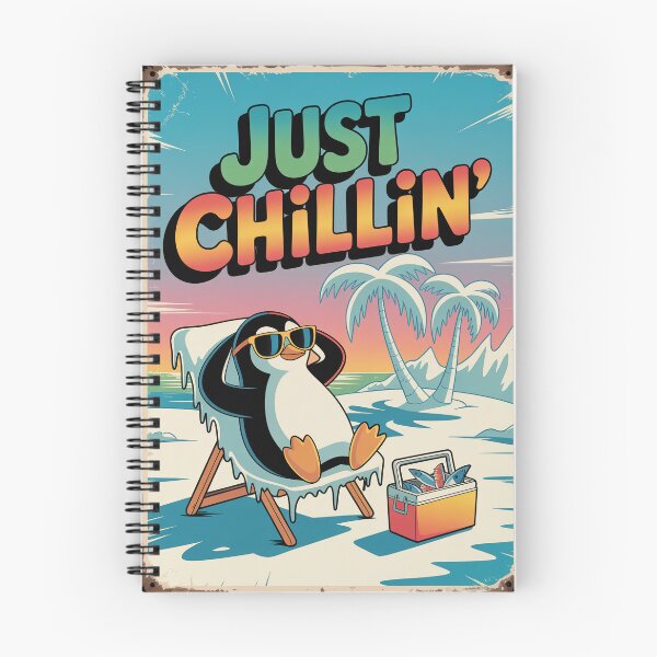 Item preview, Cute penguin. Funny vintage poster “Just chillin” designed and sold by GiriaGallery.