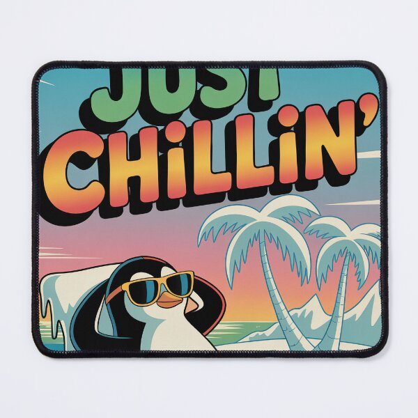 Item preview, Cute penguin. Funny vintage poster “Just chillin” designed and sold by GiriaGallery.